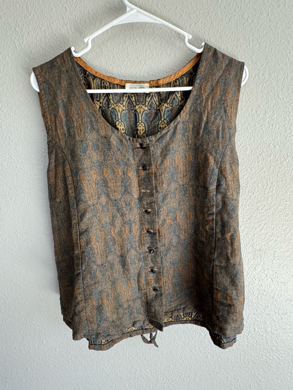 Krista Larson 100% silk Vest, Sleeveless Top One Size